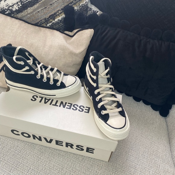 Essential Converse Womens sneakers size 5 and colors are Black and Tan. - Picture 1 of 2